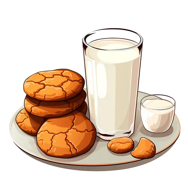 Milk and Cookies on a Plate