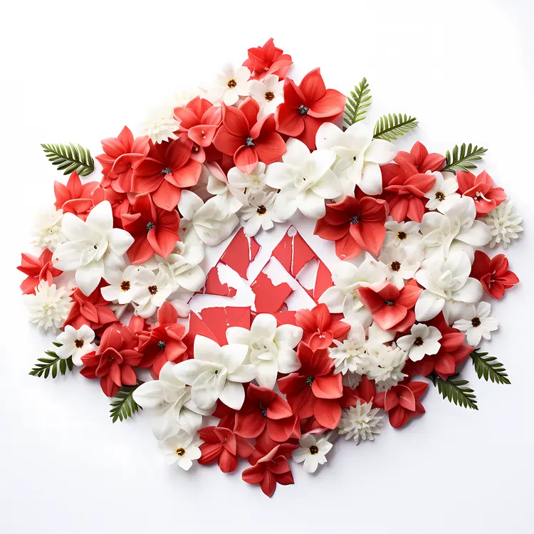 Exquisite Red and White Flower Wreath