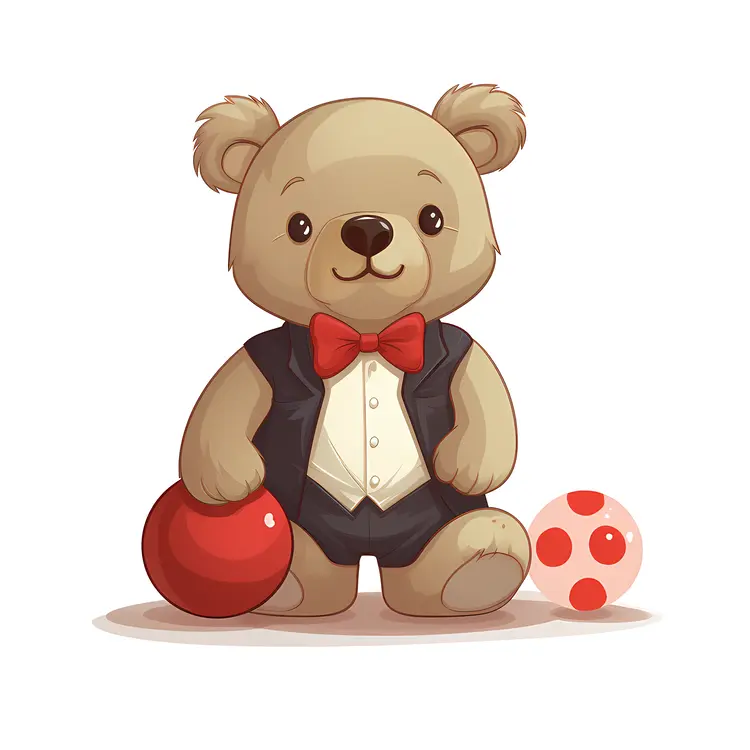 Teddy Bear in Suit with Red Bow