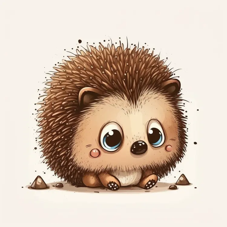 Cute Cartoon Hedgehog with Big Eyes