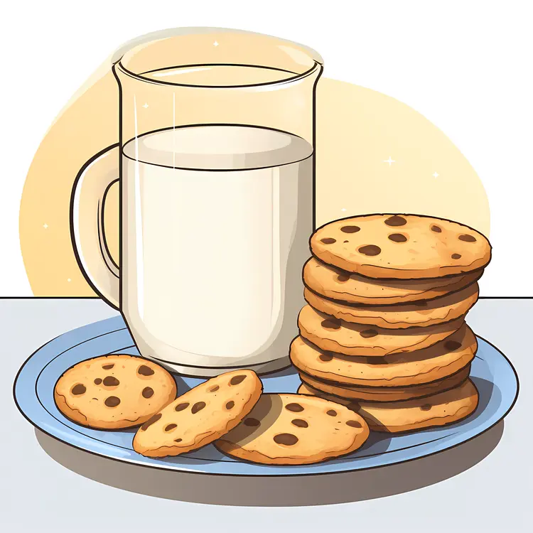 Delicious Milk and Cookies Illustration