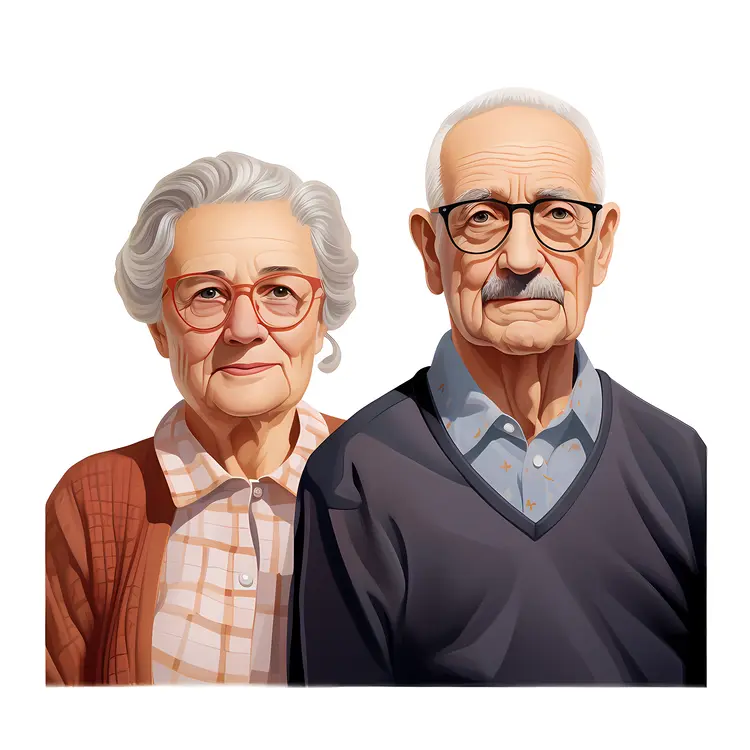 Portrait of an Elderly Couple for Grandparents Day