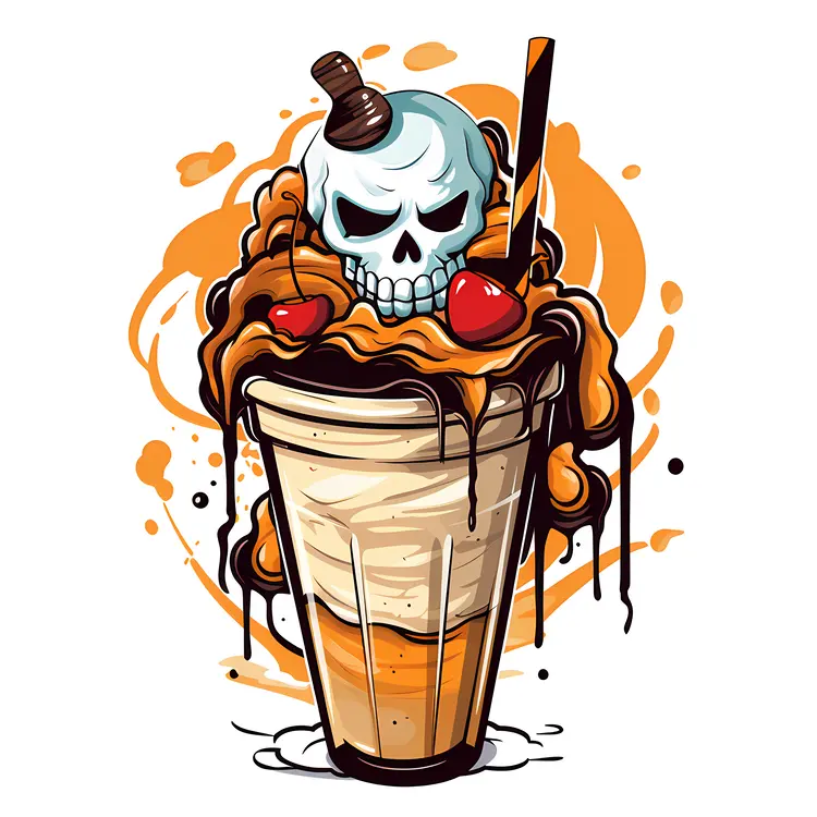 Caramel Skull Milkshake with Cherries