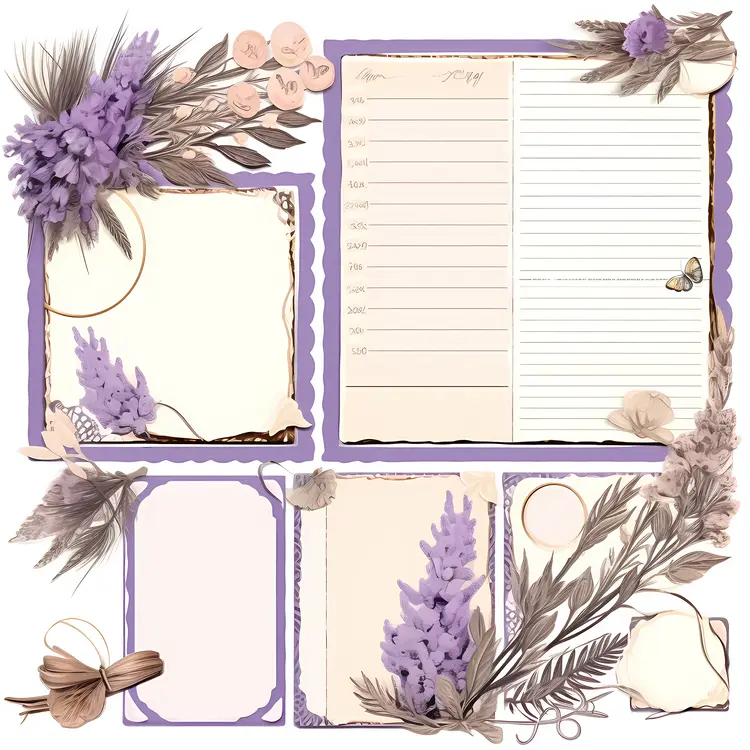 Beautiful Purple Floral Stationery Set