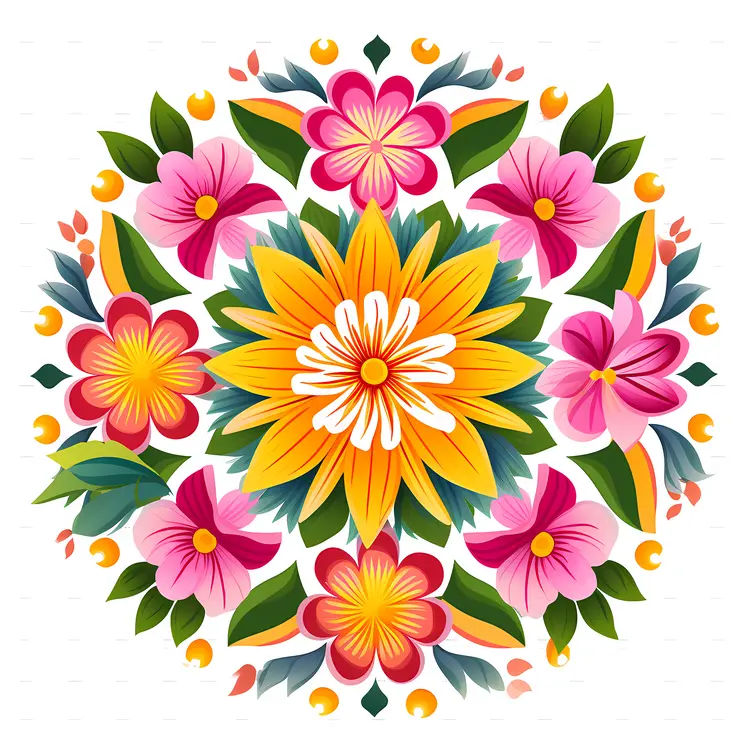 Colorful Floral Pattern with Vibrant Petals