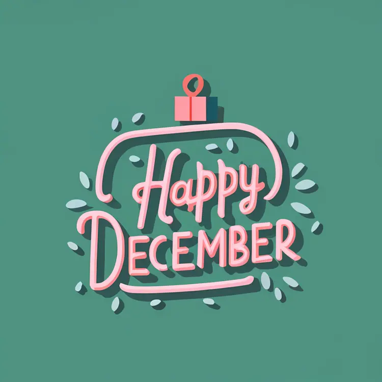 Happy December Text with Gift