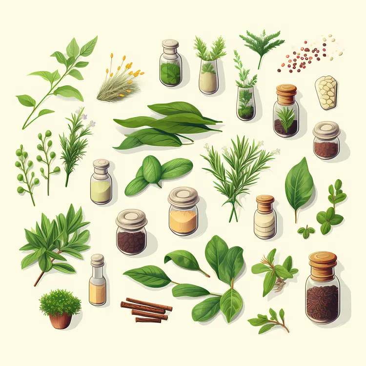 Herbal Ingredients and Bottles
