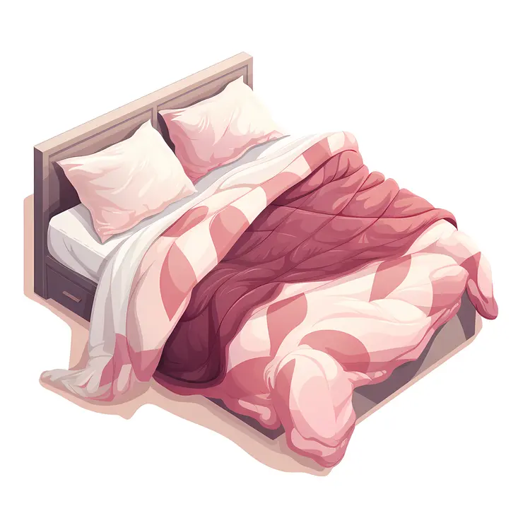 Comfortable Bed with Pink and White Bedding