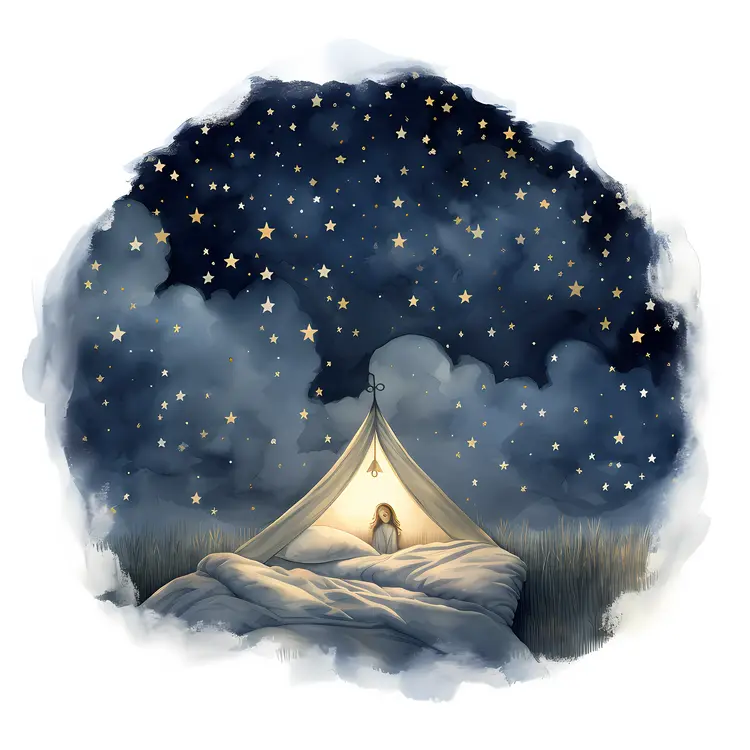 Cozy Tent Under Starry Night Sky