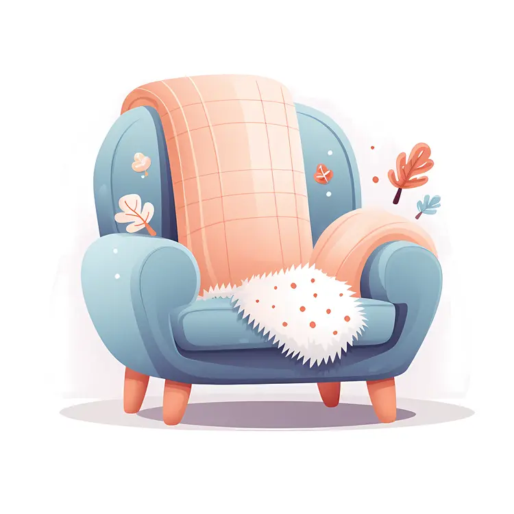 Blue Armchair with Cozy Blanket