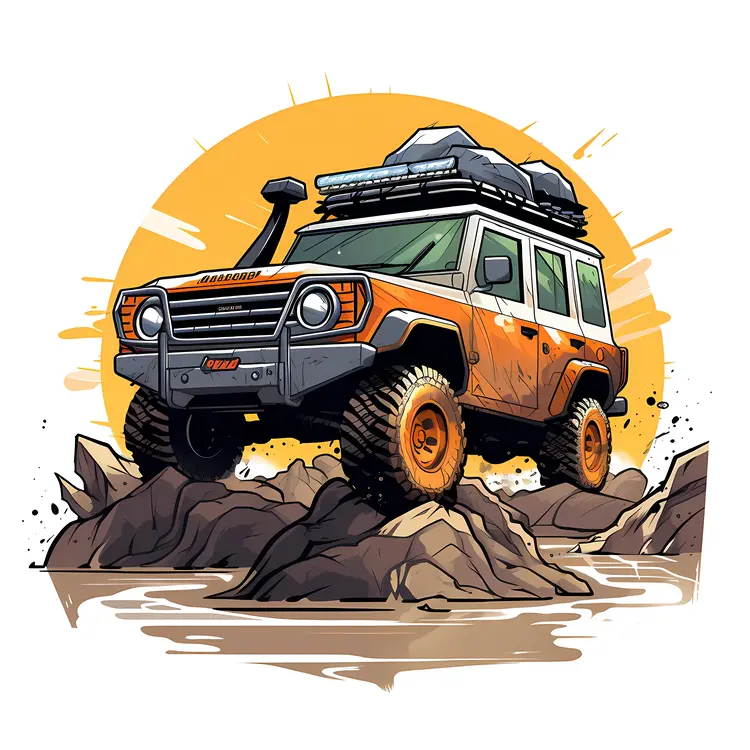 Orange Off-Road Vehicle on Rocky Terrain