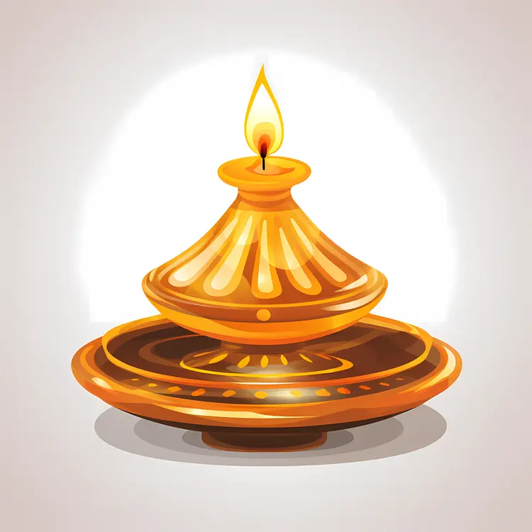 Traditional Oil Lamp Illustration for Diwali Celebration