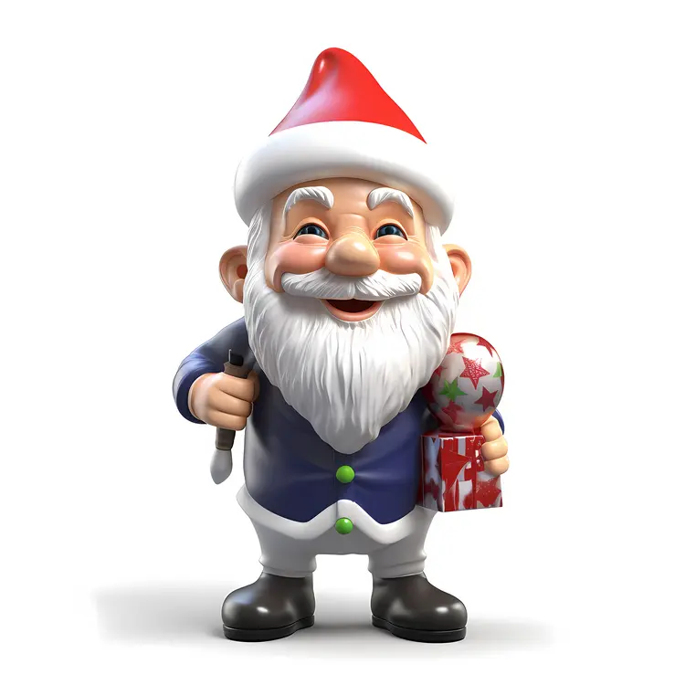 Christmas Gnome with Red Hat and Gift