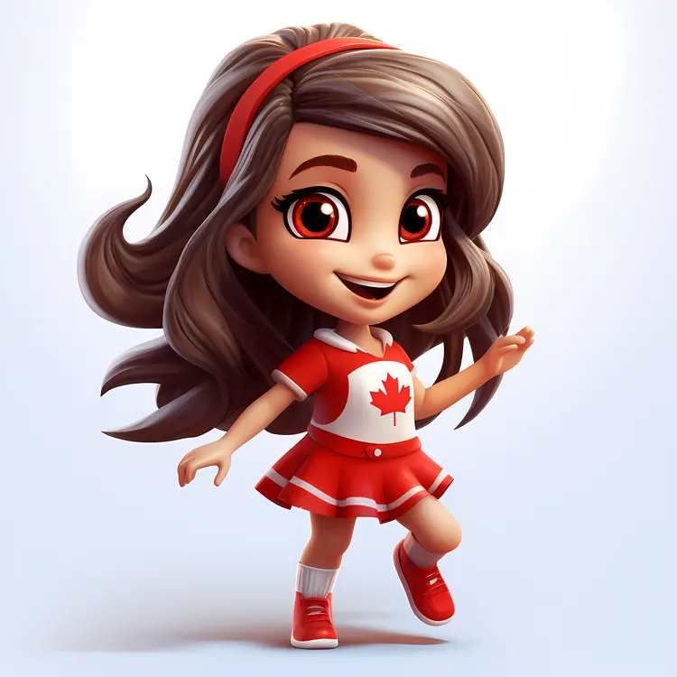Cute Girl in Red Headband with Maple Leaf