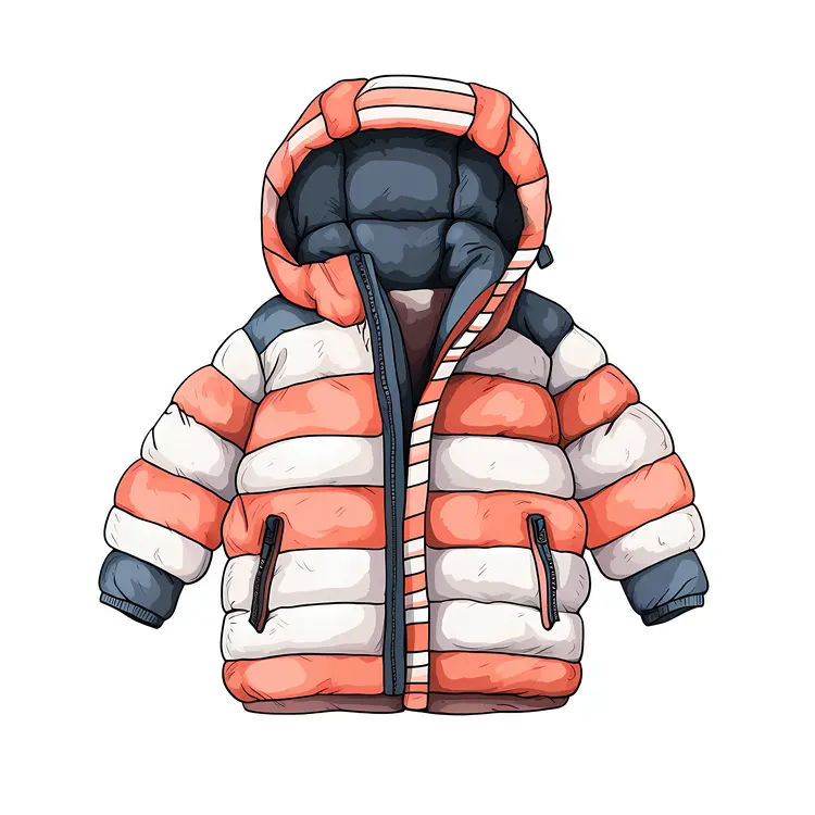 Striped Puffer Jacket with Hood