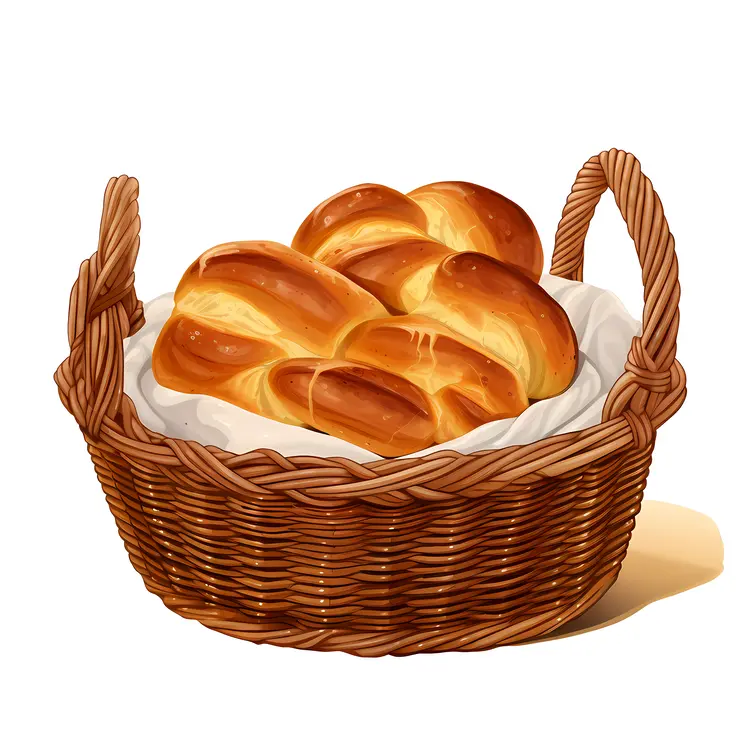 Golden Braided Bread in Basket