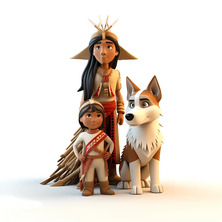 Tribal Family with Dog