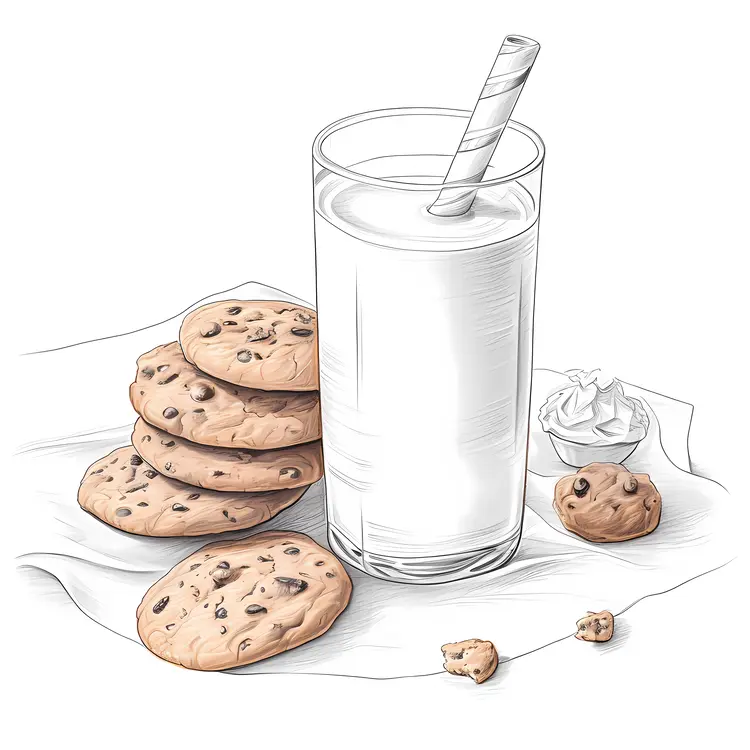 Delicious Milk and Cookies Illustration