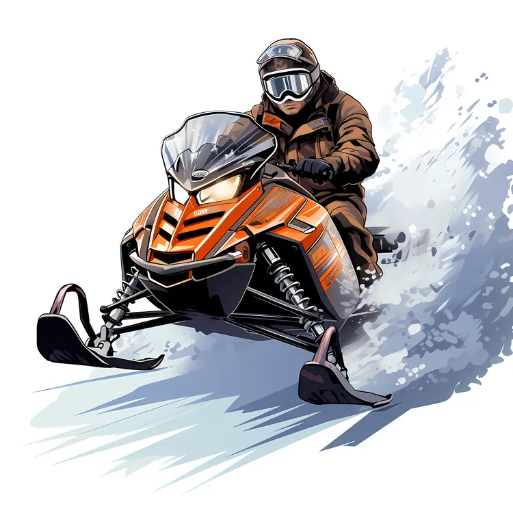 Snowmobile Rider in Action
