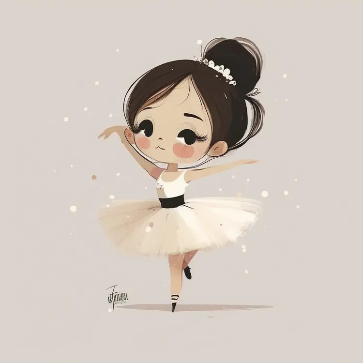 Cute Ballerina in White Tutu