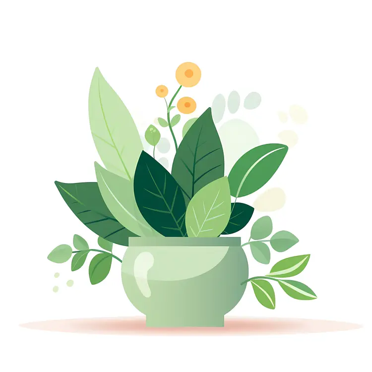 Green Plants in a Pot Illustration