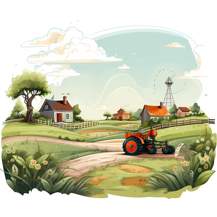 Tractor on a Farm Road