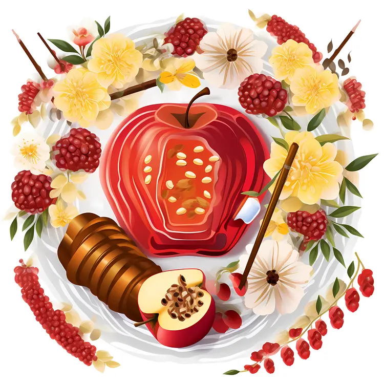 Beautiful Red Apple with Floral Arrangement