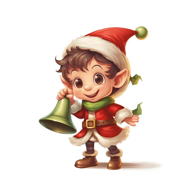 Cute Elf with Bell in Red Outfit
