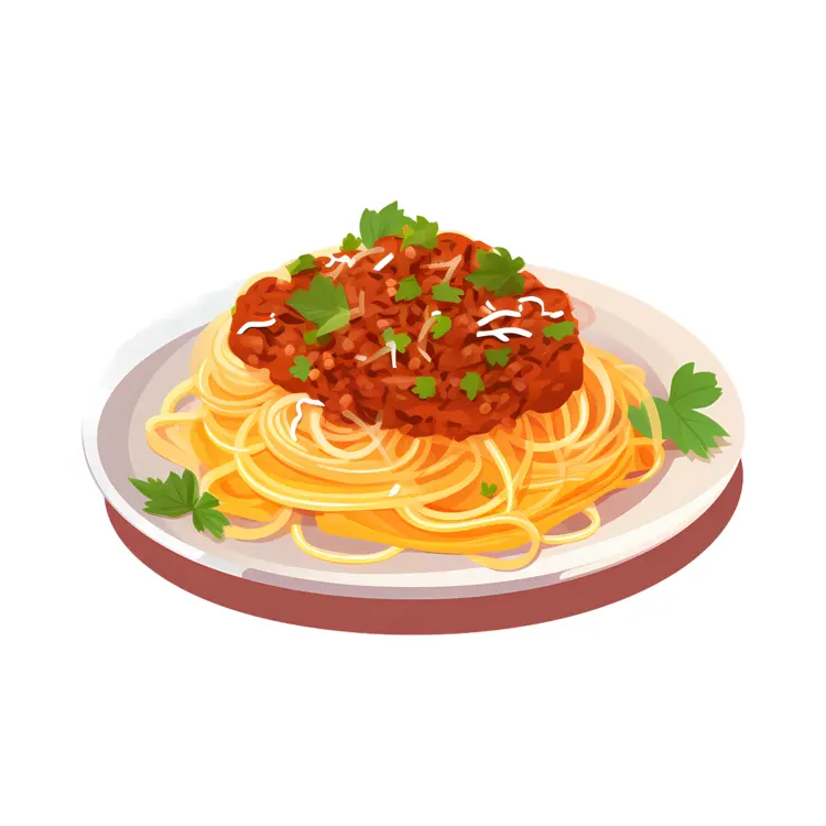 Plate of Spaghetti with Meat Sauce and Herbs