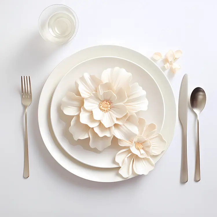 Minimalist Table Setting with White Flowers