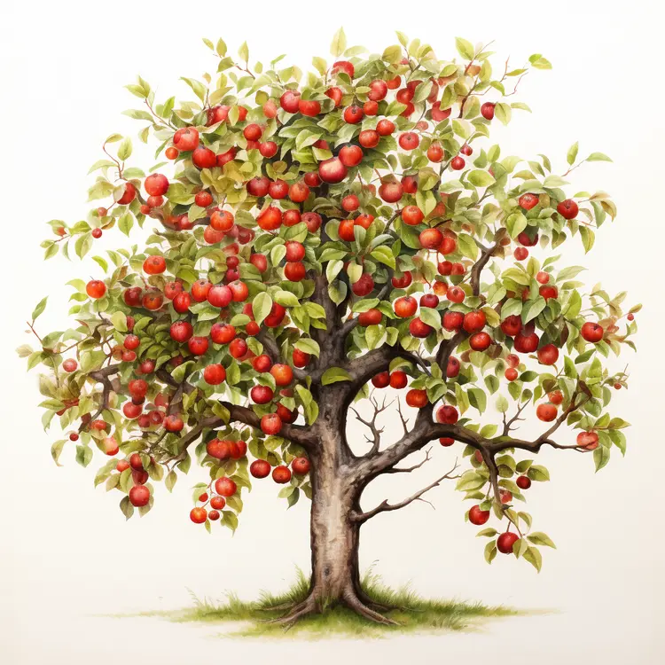 Apple Tree Laden with Red Apples