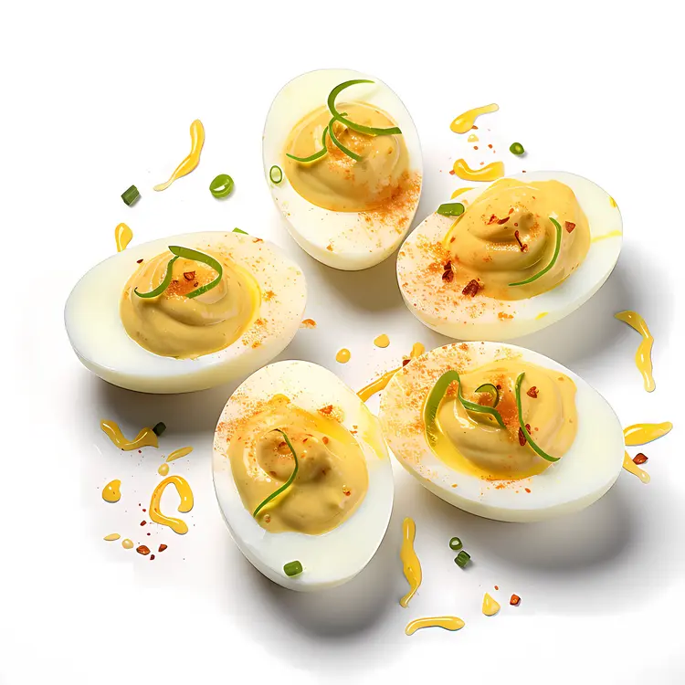 Deviled Eggs with Green Garnish