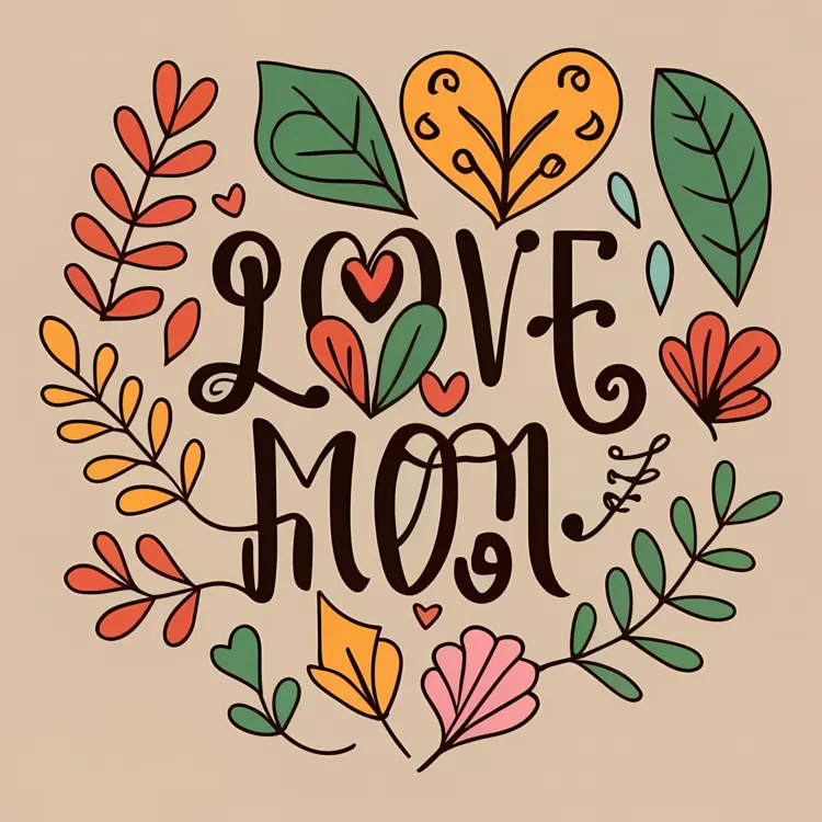 Love Mom with Floral Design