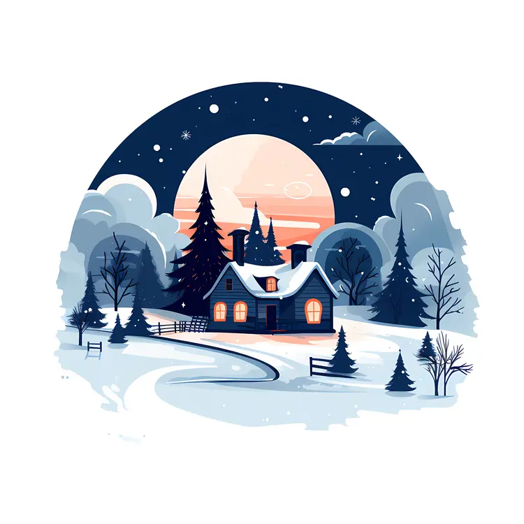 Snowy House in a Winter Wonderland