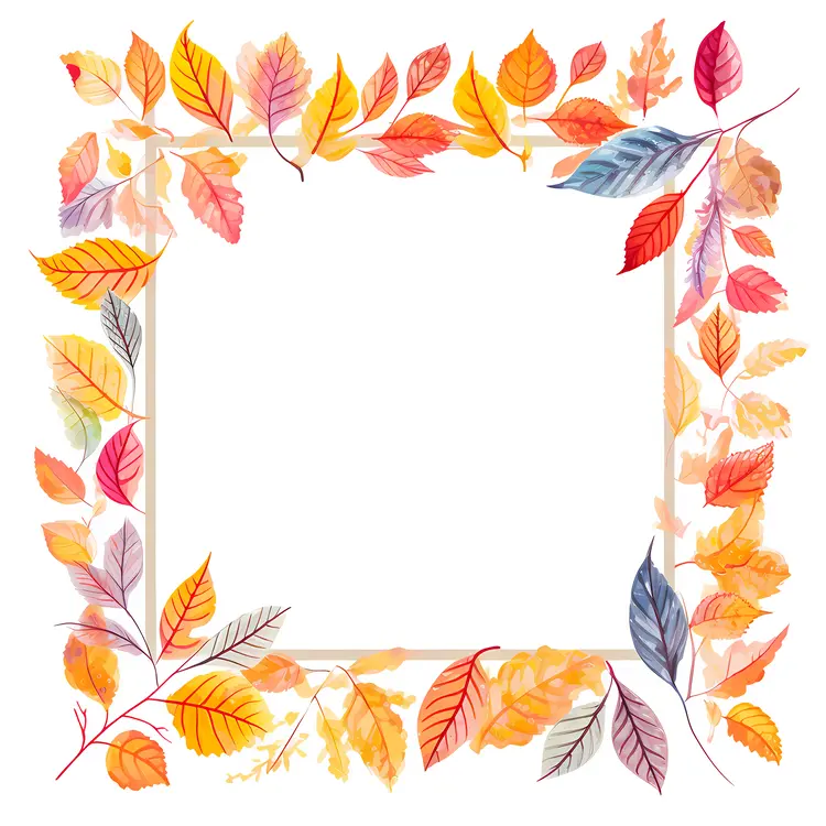 Colorful Autumn Leaves Decorative Frame