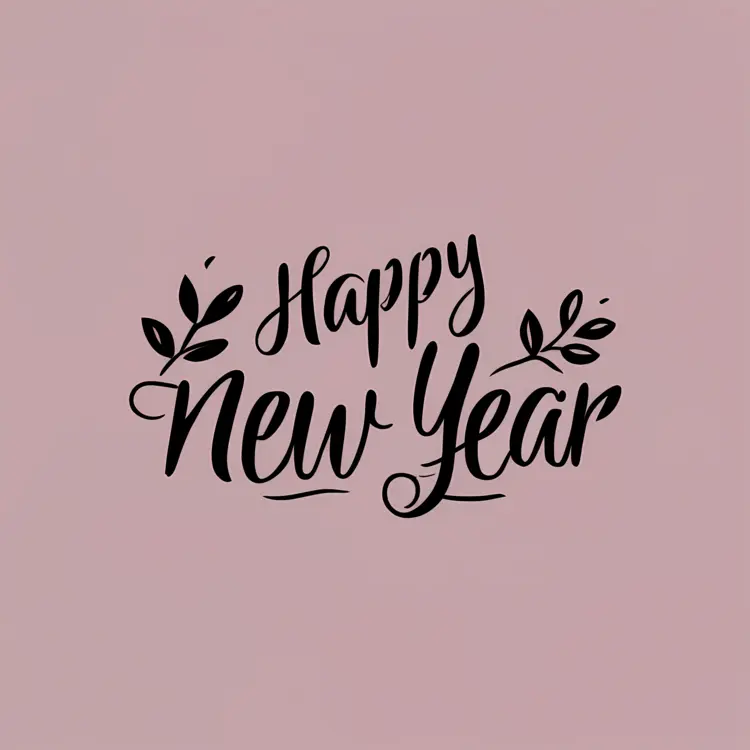Happy New Year with Leaf Design