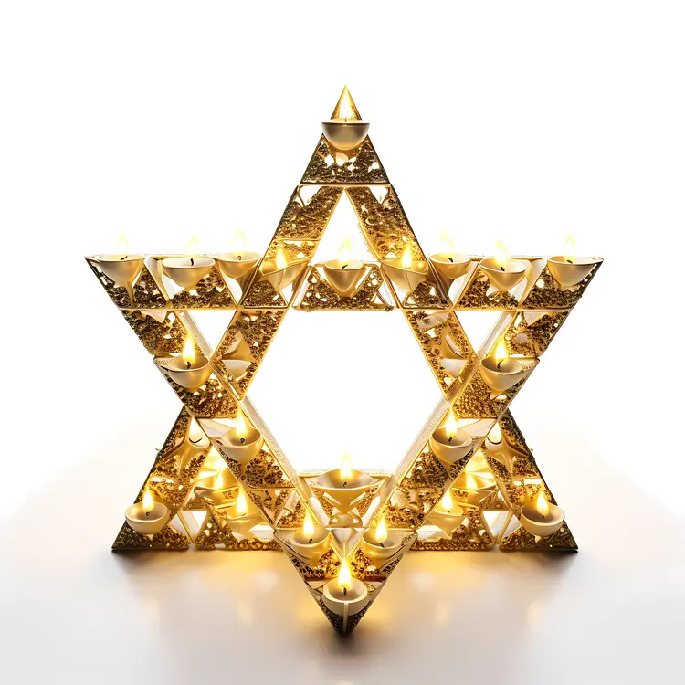 Golden Star with Multiple Candles