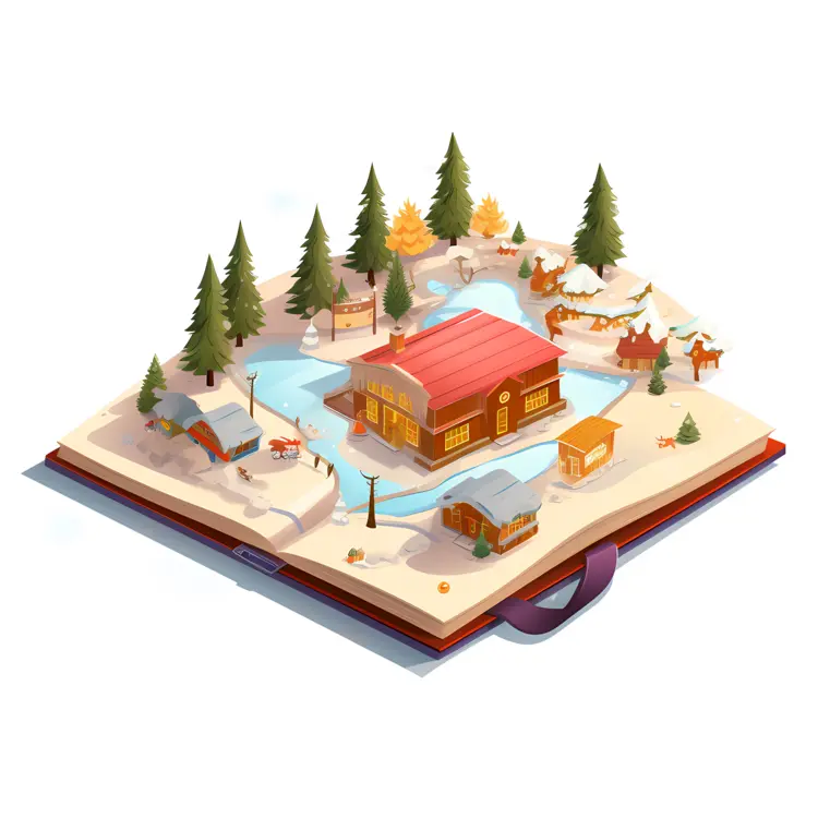 Cozy Winter Cabin in Snowy Landscape