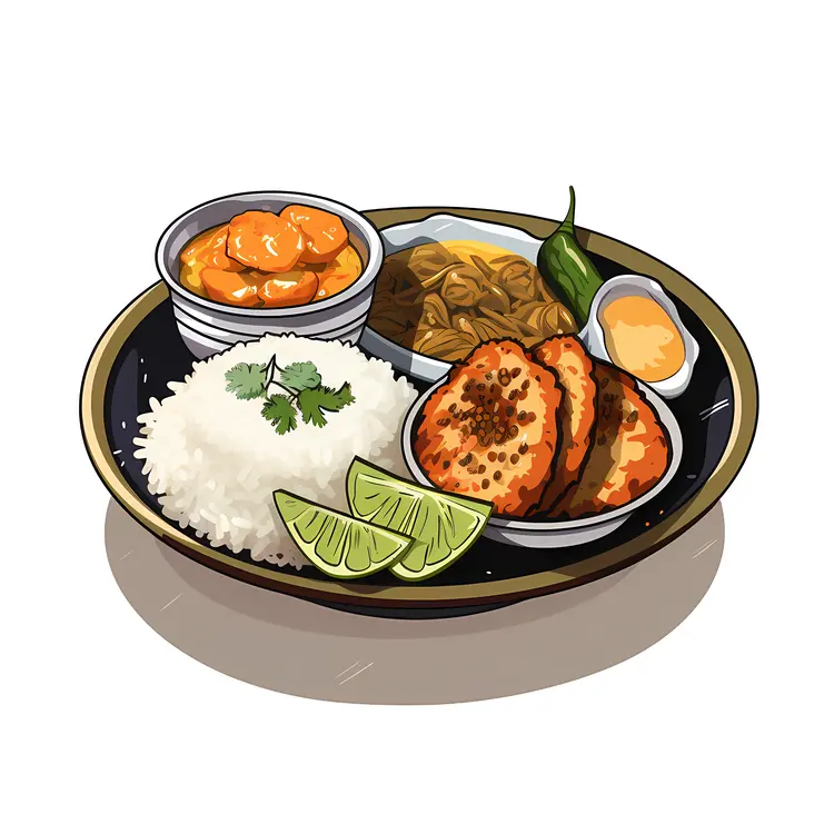 Delicious Rice and Curry Plate