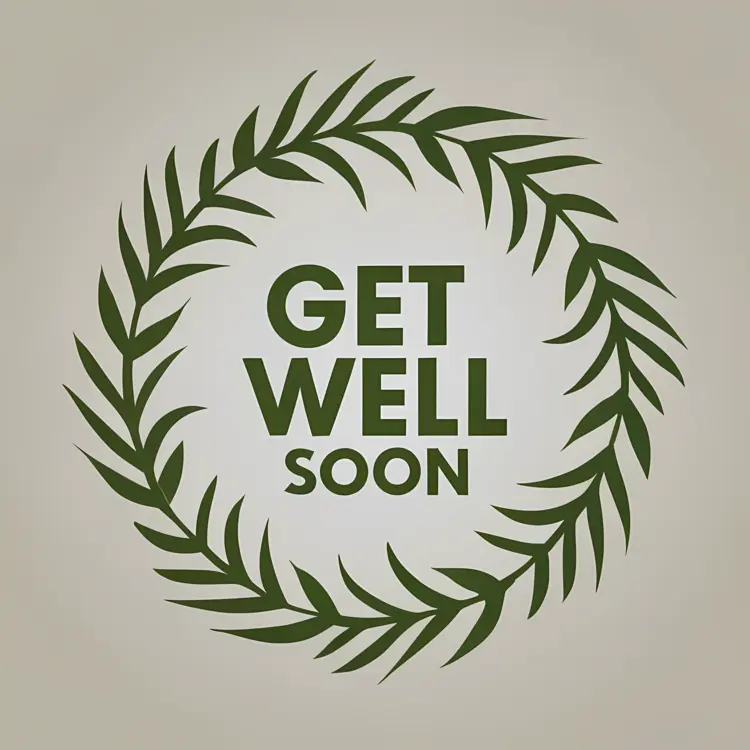 Simple Leaf Wreath Get Well Soon Message