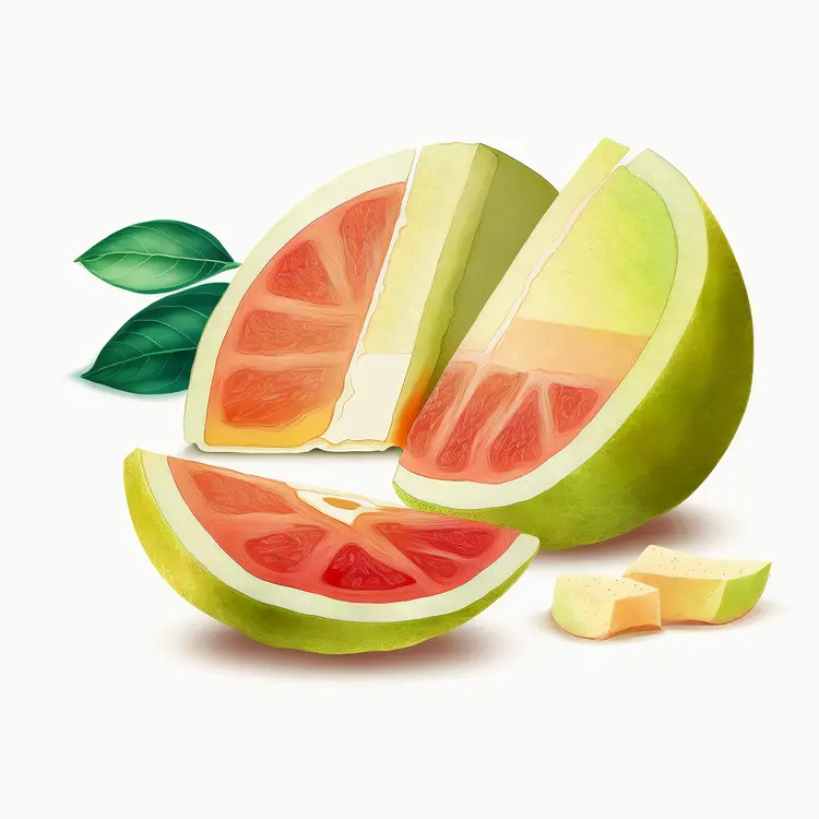 Fresh Green Grapefruit with Juicy Slices