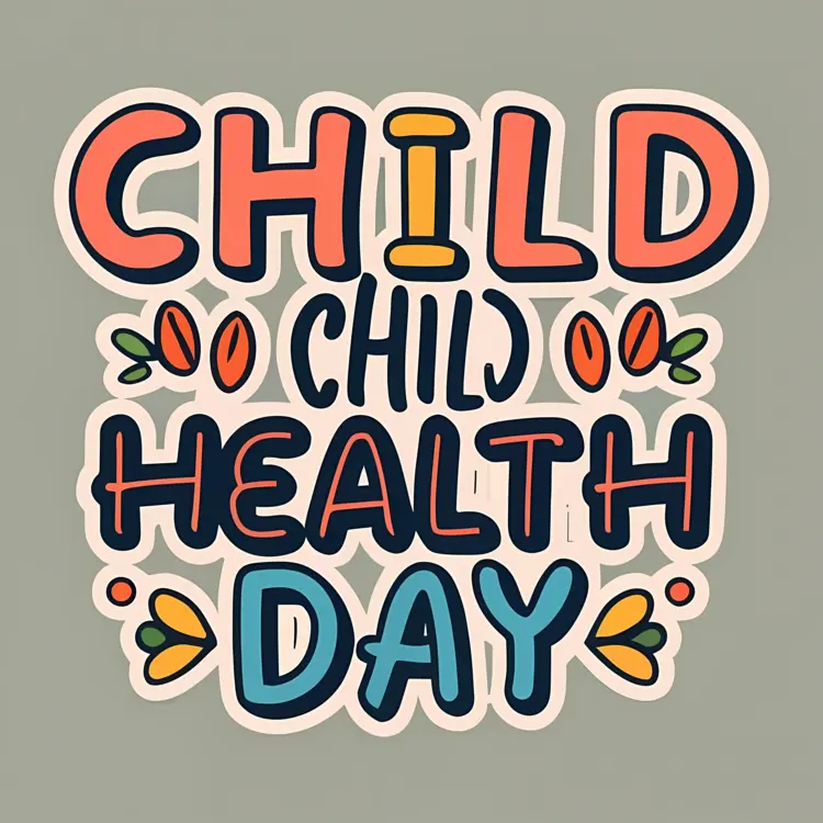 Simple Child Health Day Doodle with Flowers