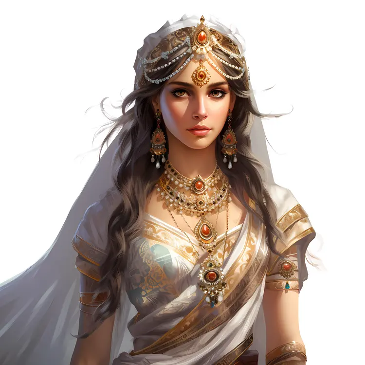 Princess with Veil and Traditional Jewelry