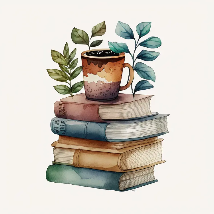 Cozy Cup on a Stack of Books