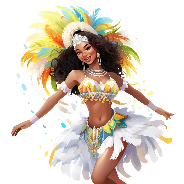 Feathered Carnival Dancer Illustration