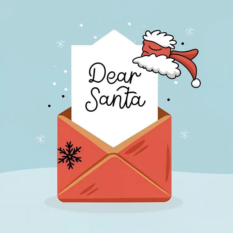 Dear Santa Letter in Red Envelope