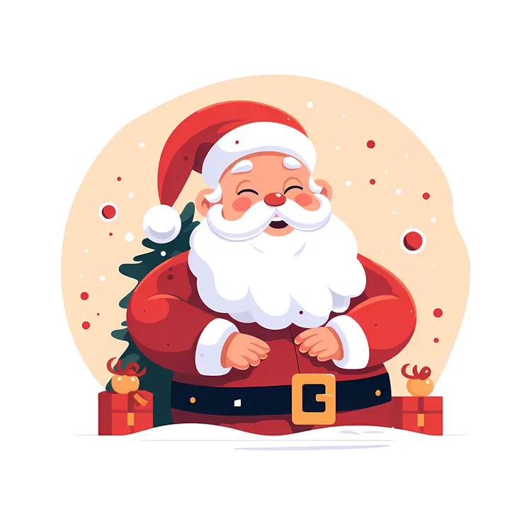 Santa Claus with Gifts and Christmas Tree