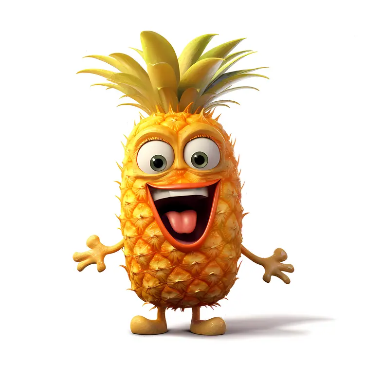 Happy Pineapple Cartoon Character