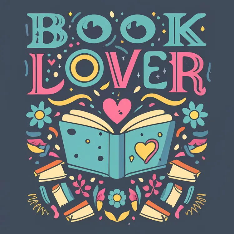 Colorful Book Lover Design with Open Book