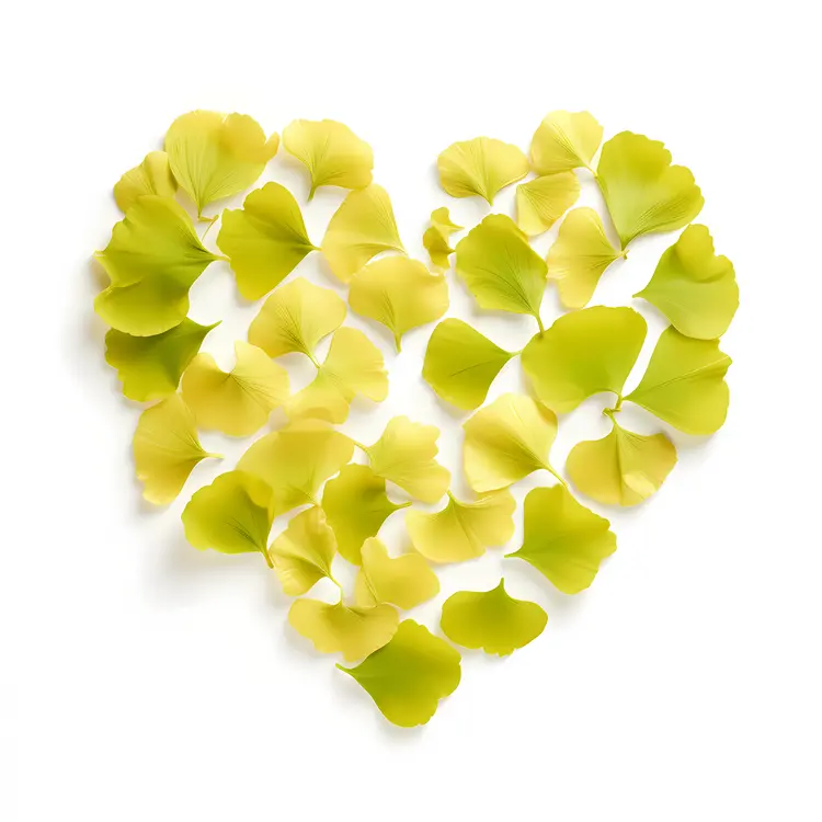 Heart Shape Made of Ginkgo Leaves